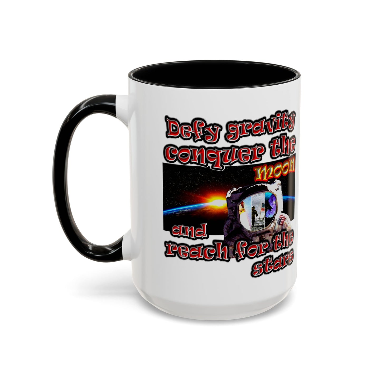 defy conquer reach - Accent Mug (white)
