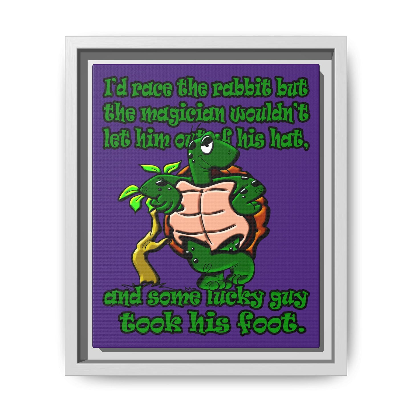 turtle race - framed canvas art (purple)