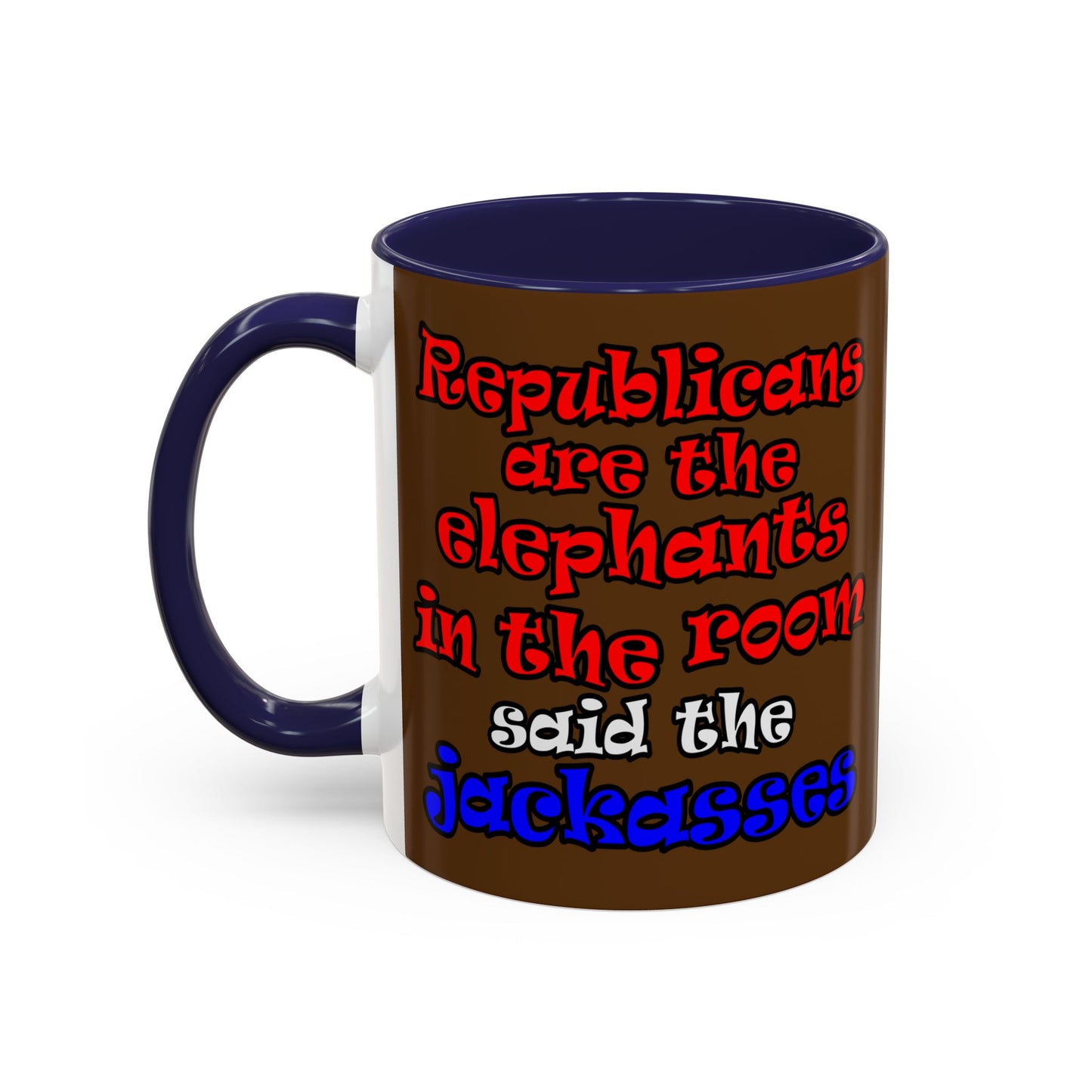 donkeys and elephants - Accent Mug (brown)