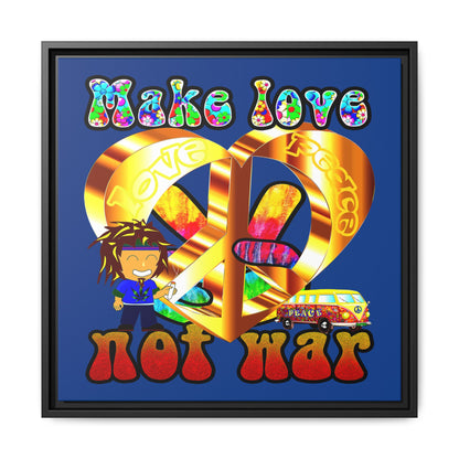 love peace - framed canvas art (dark blue)