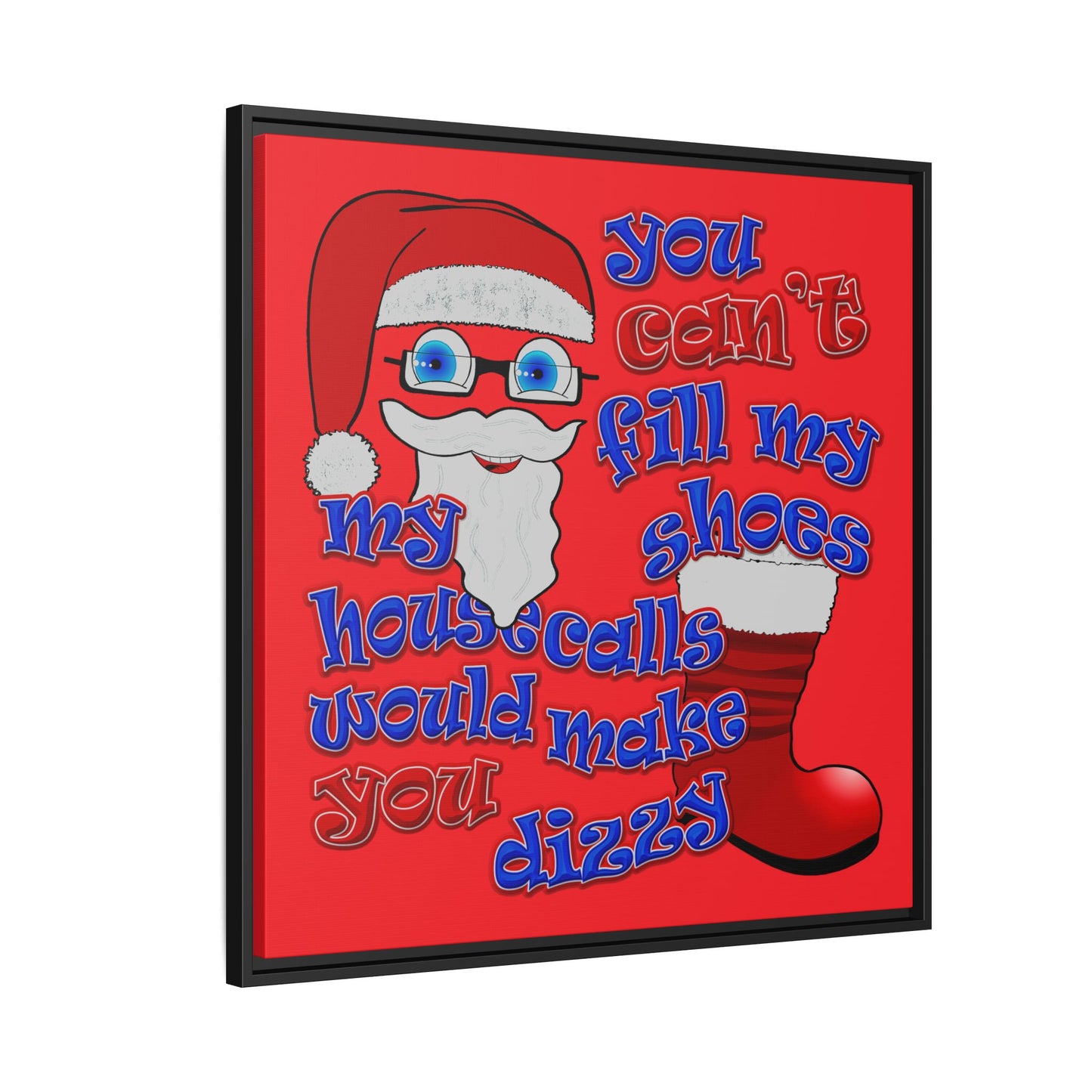 santa's shoes - framed canvas art (red)