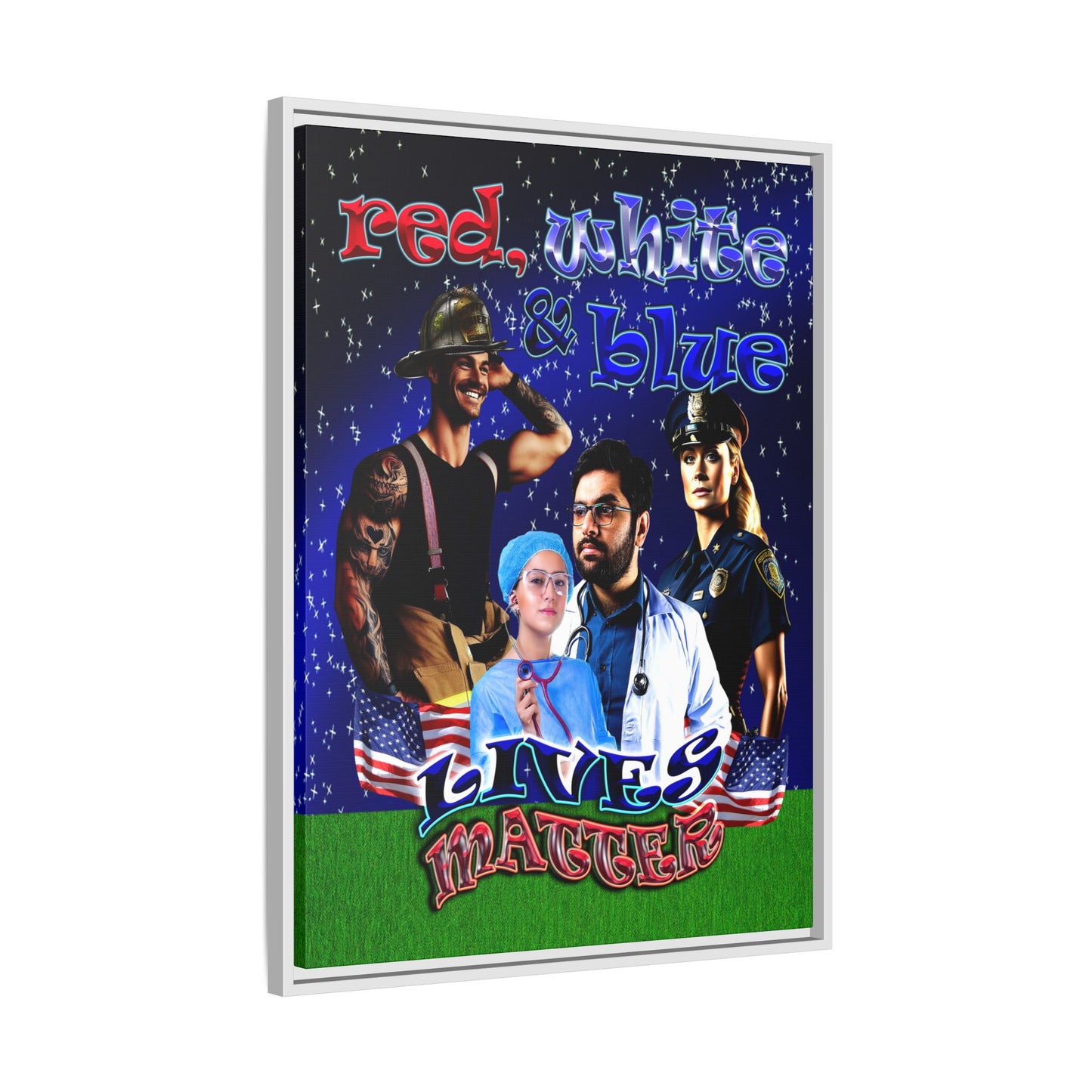 rw&b lives matter - framed canvas art ('snoops' background)