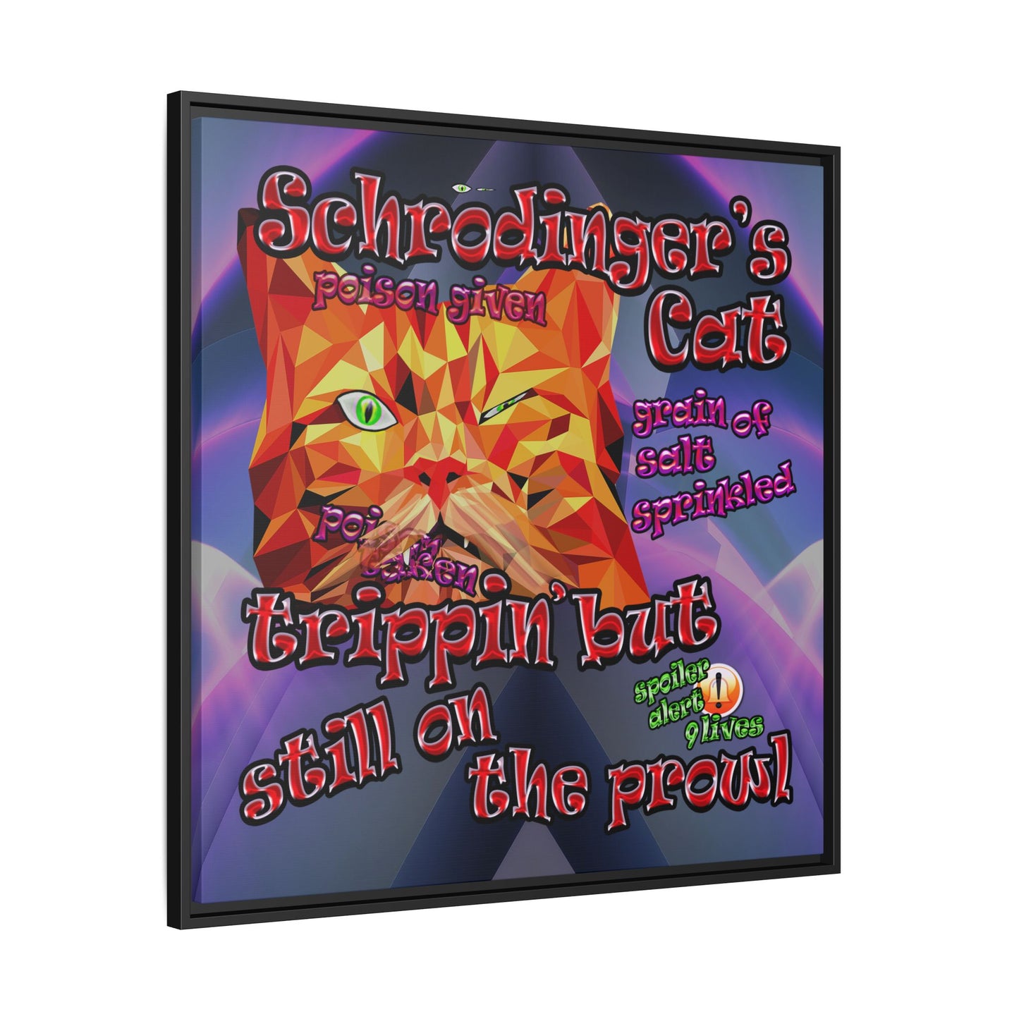 schrodinger's cat - framed canvas art (grey-pink wave)