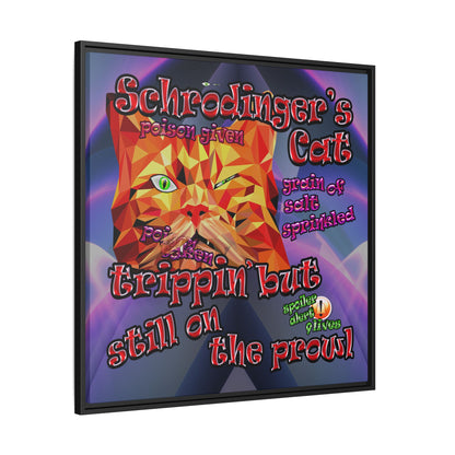 schrodinger's cat - framed canvas art (grey-pink wave)