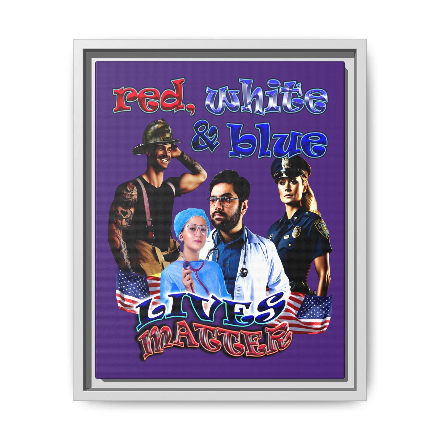 rw&b lives matter - framed canvas art (purple)