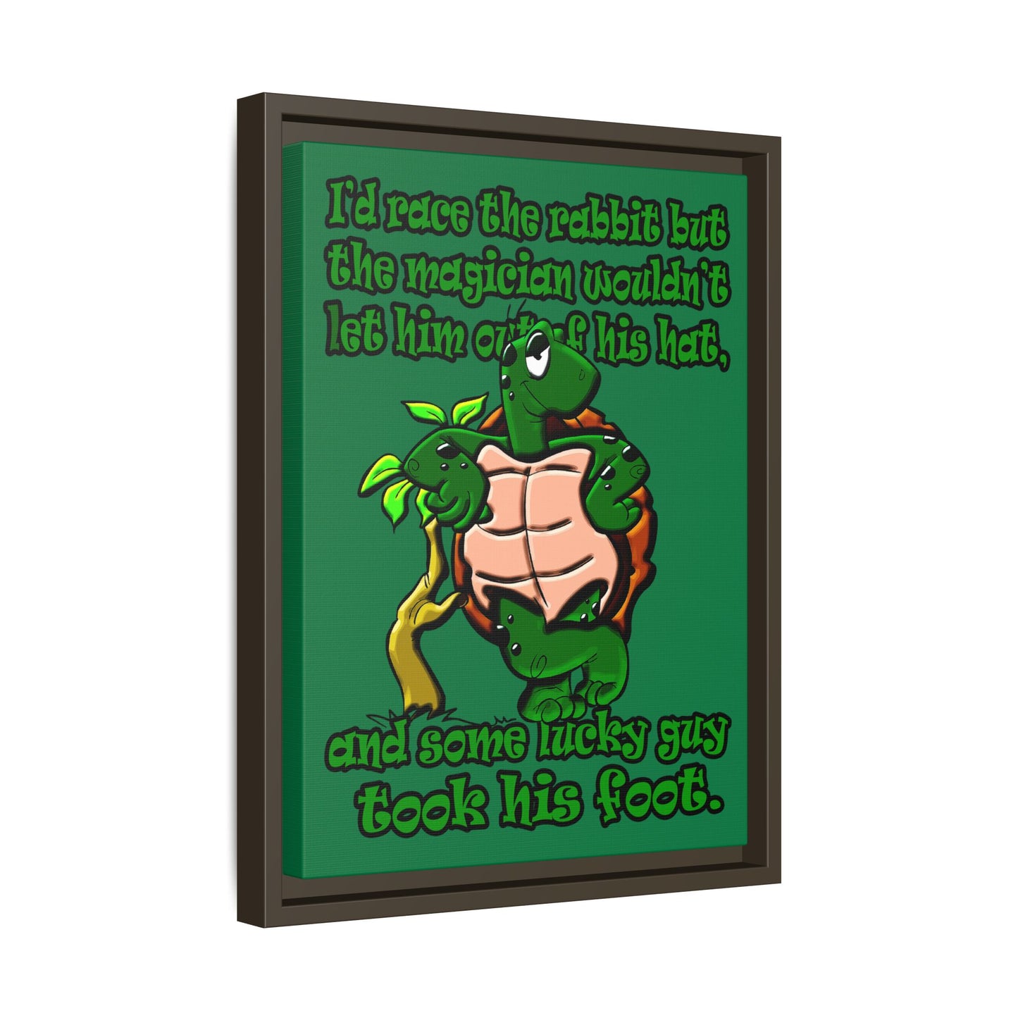 turtle race - framed canvas art (dark green)