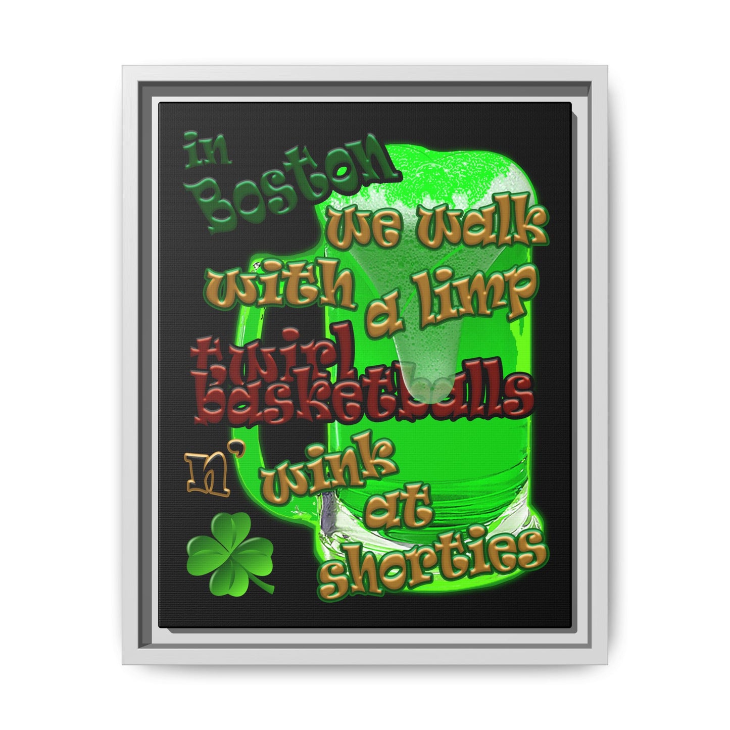 celtics logo - framed canvas art (black)
