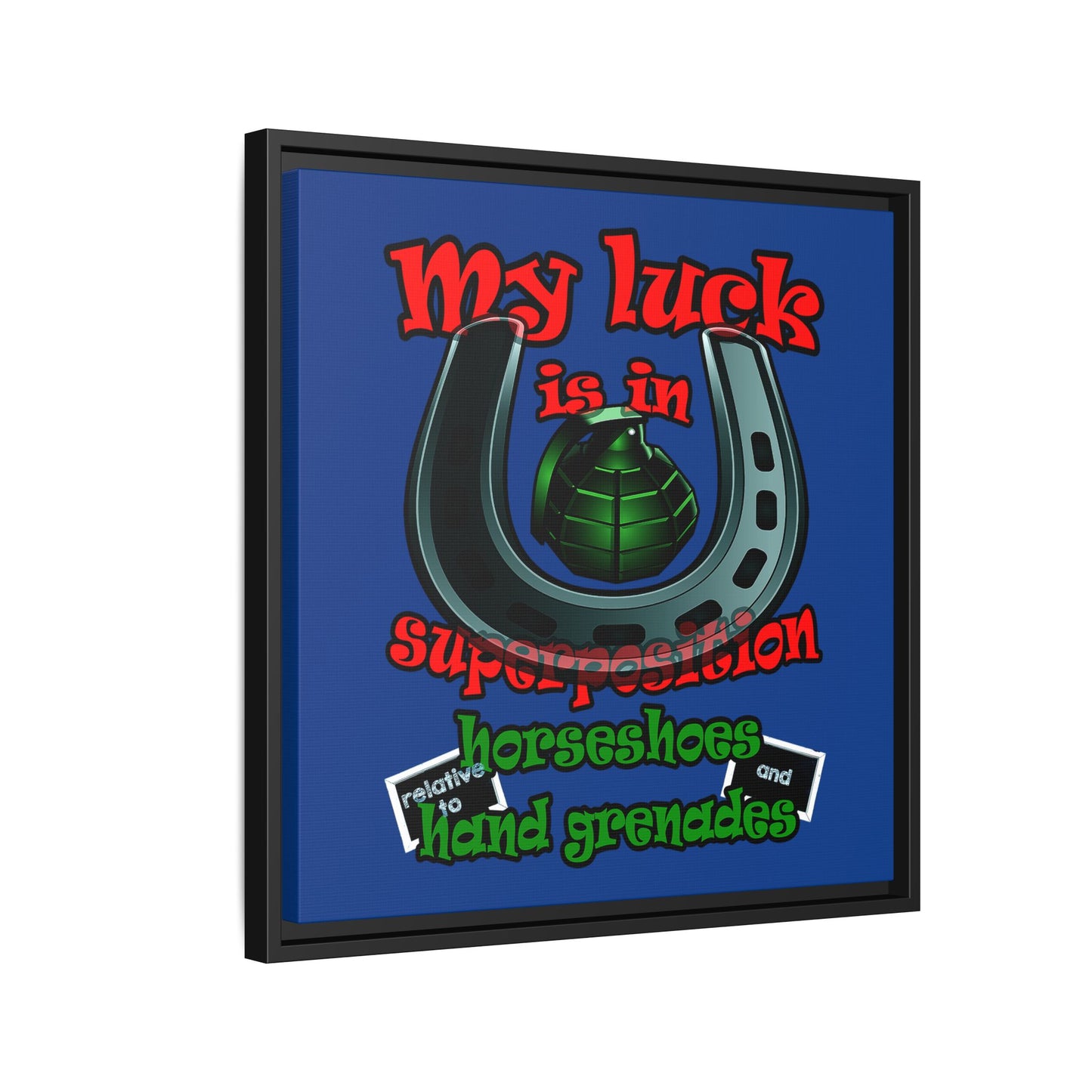 my luck - framed canvas art (dark blue)