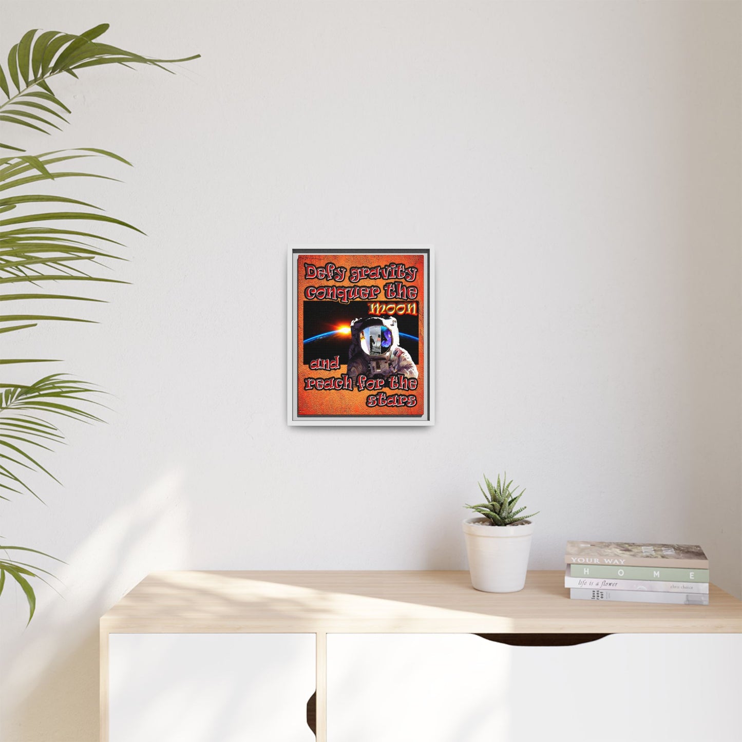 defy conquer reach - framed canvas art (burnt orange)