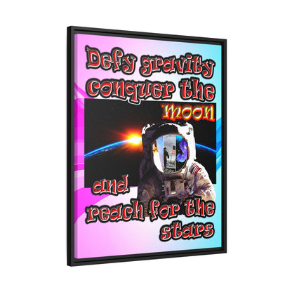 defy conquer reach - framed canvas art (light blue-pink wave)