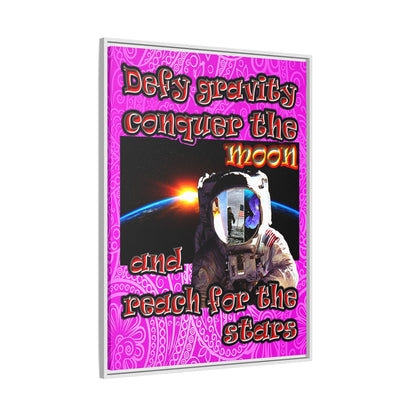 defy conquer reach - framed canvas art (pink swirl)