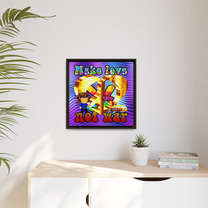 love peace - framed canvas art (purple wave)