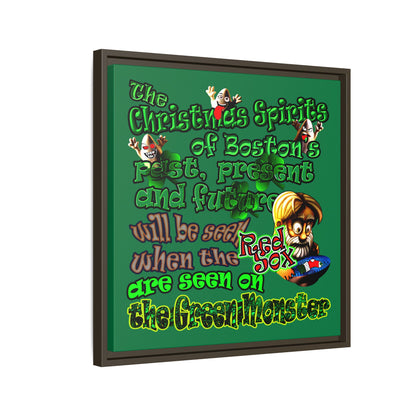 christmas spirits of boston - framed canvas art (dark green)