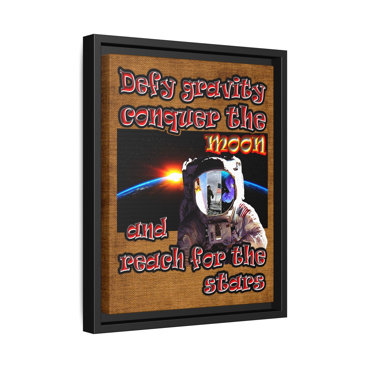 defy conquer reach - framed canvas art (brown papyrus)