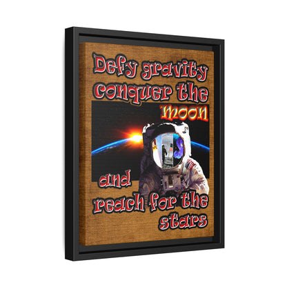 defy conquer reach - framed canvas art (brown papyrus)