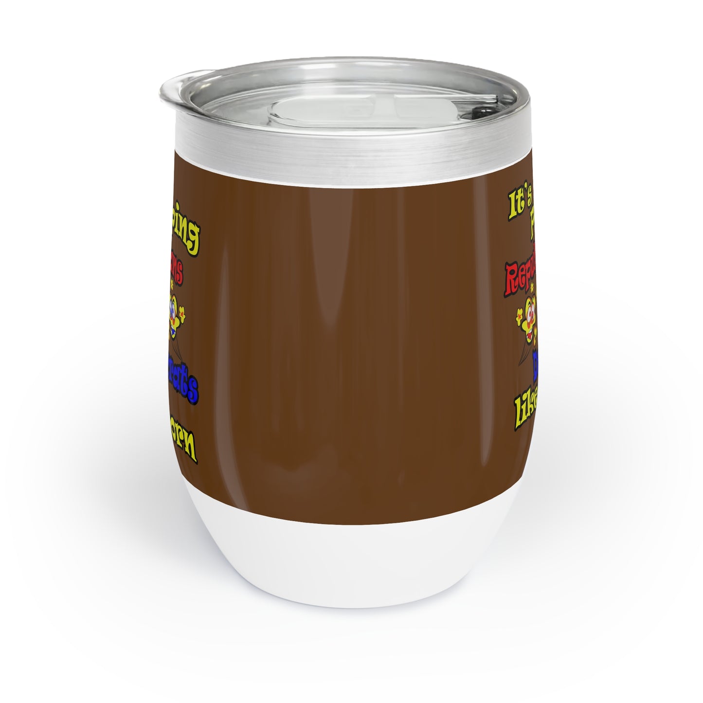 popping like popcorn - Chill Wine Tumbler (brown)