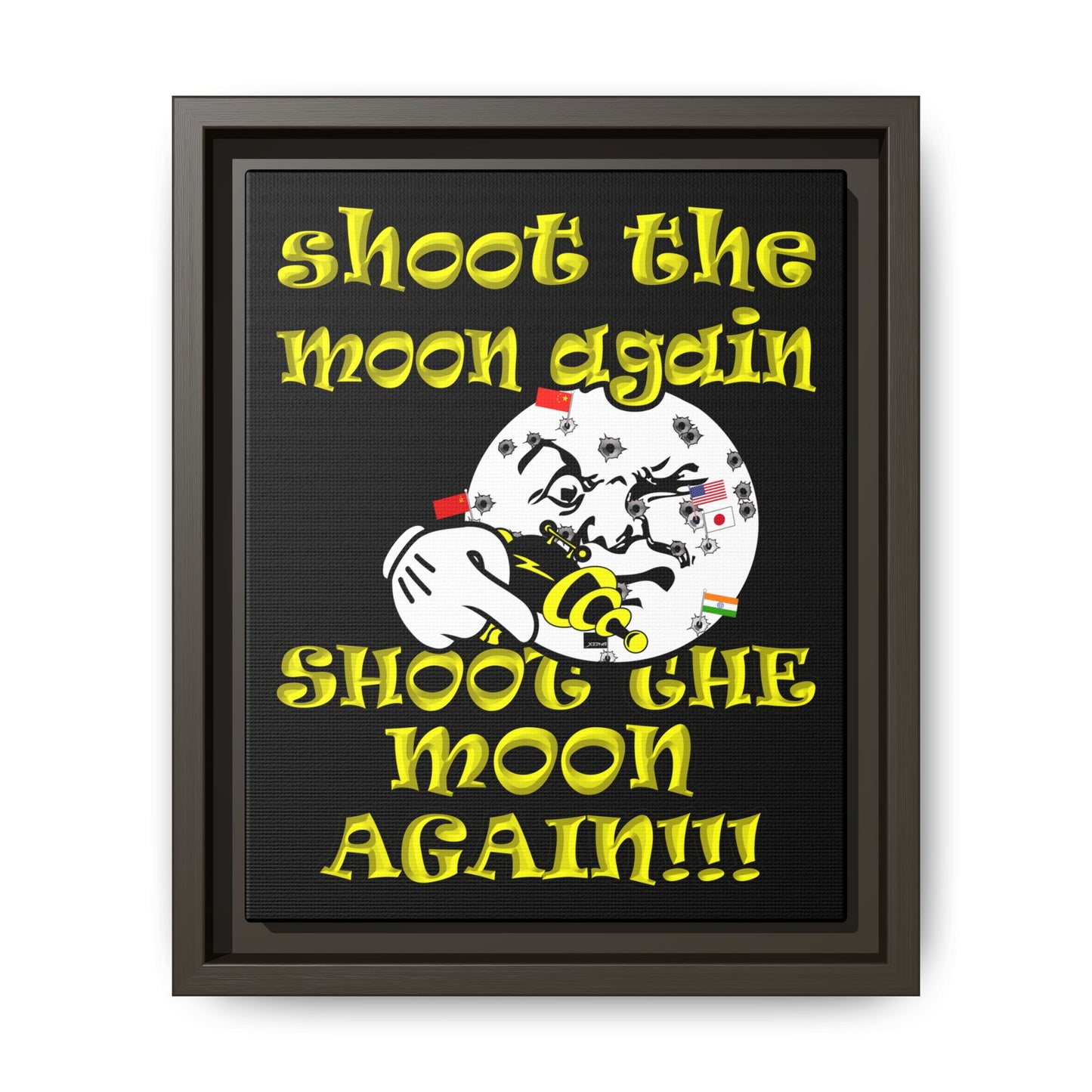 shoot the moon again - framed canvas art (black)