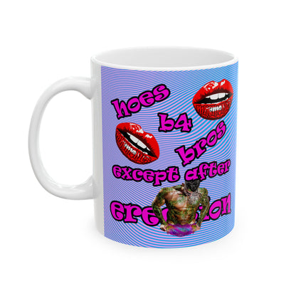 hoes b4 bros - White Mug (light blue-purple wave)