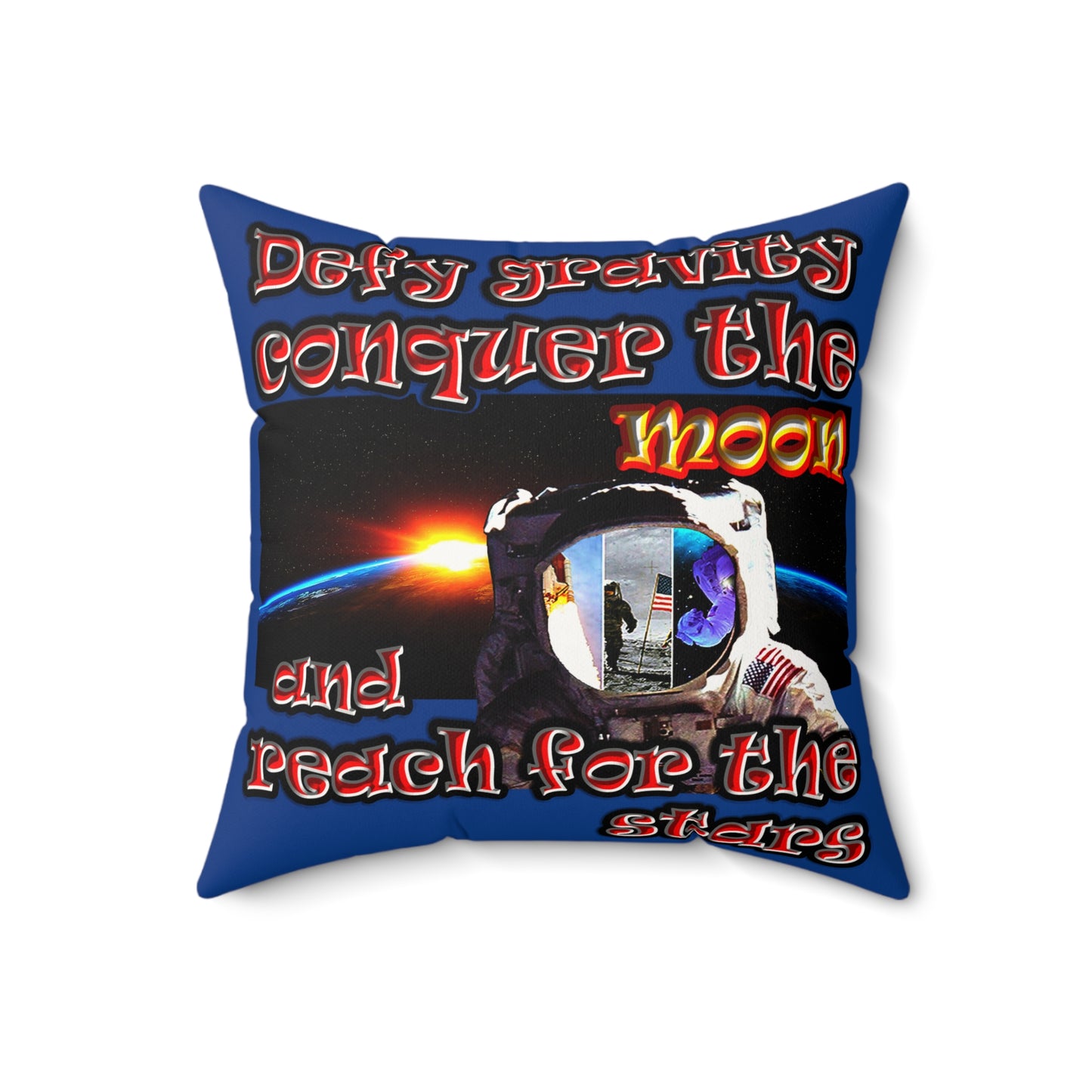 defy conquer reach - Faux Suede Square Pillow - (dark blue)