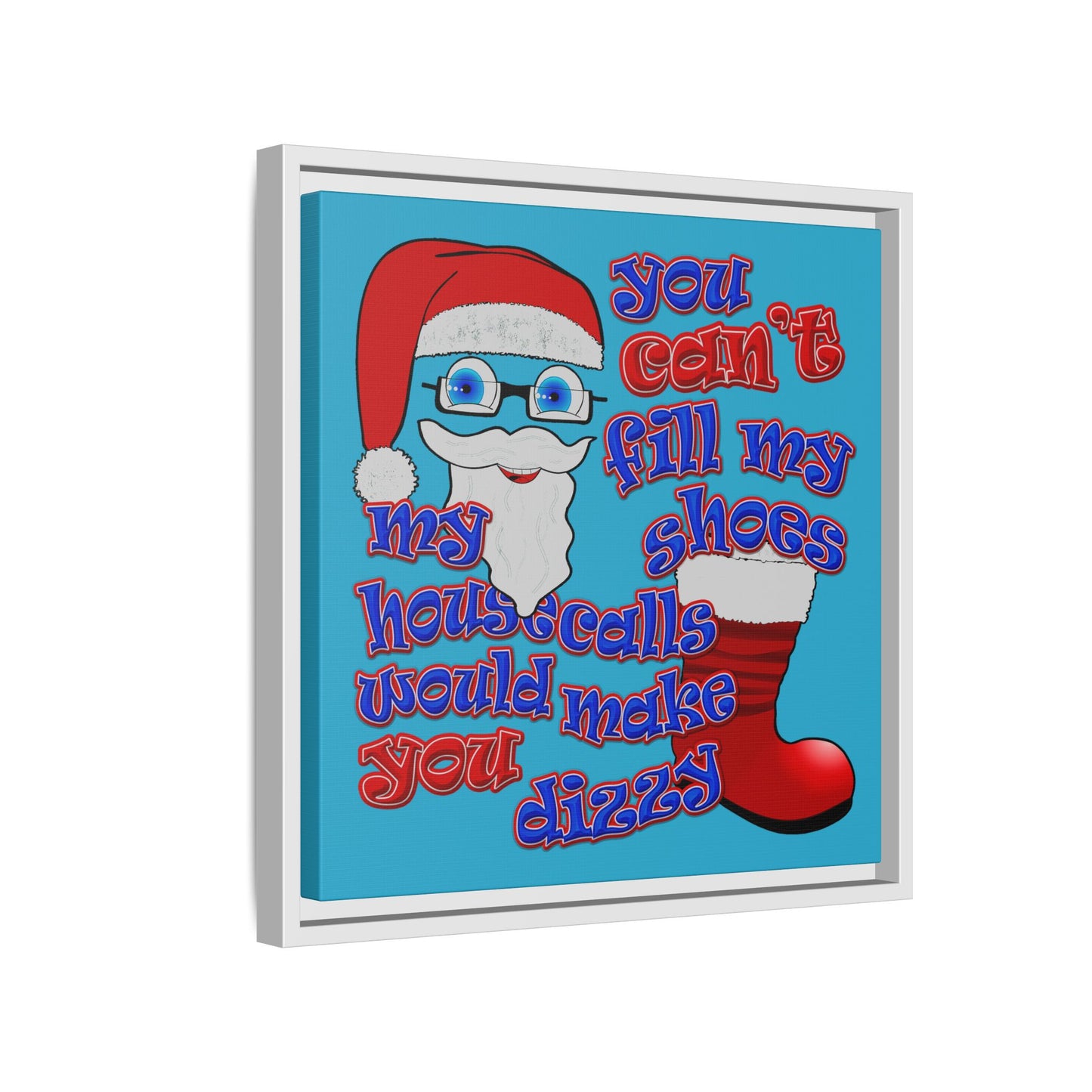santa's shoes - framed canvas art (turquoise)