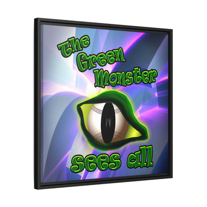 green monster - framed canvas art (grey-pink wave)