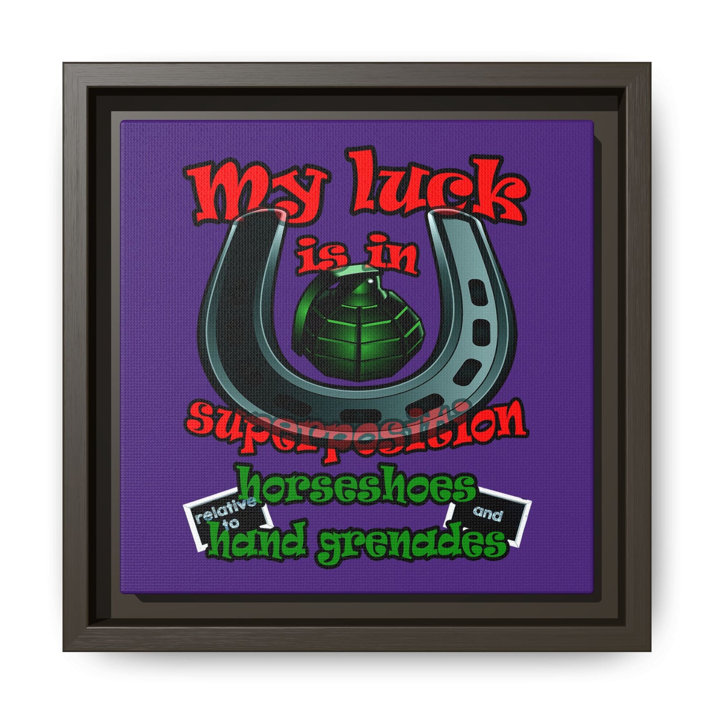 my luck - framed canvas art (purple)