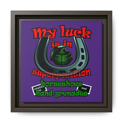 my luck - framed canvas art (purple)