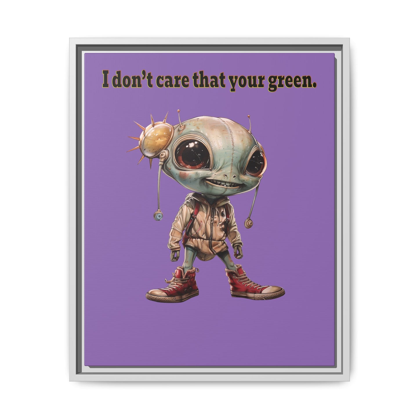 I don't care that your green - framed canvas art (light purple)