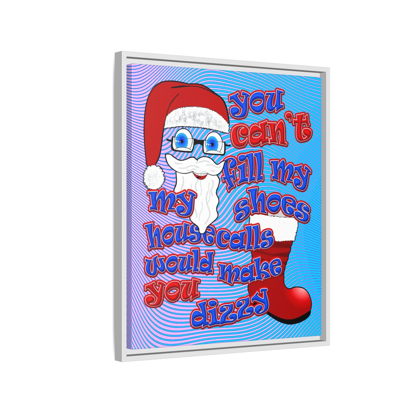 santa's shoes - framed canvas art (light blue-purple wave)