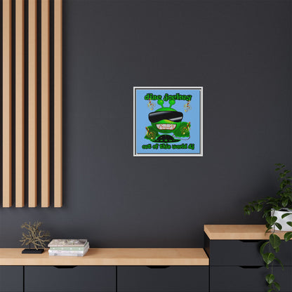 disc jockey - framed canvas art (light blue)