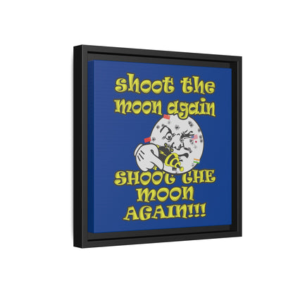 shoot the moon again - framed canvas art (dark blue)
