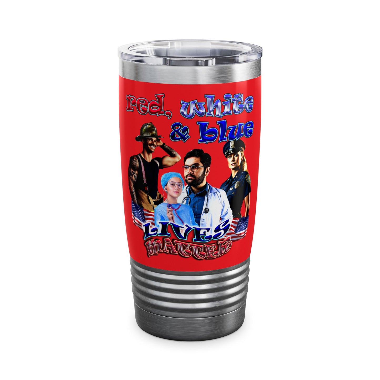 rw&b lives matter - Ringneck Tumbler, 20oz (red)