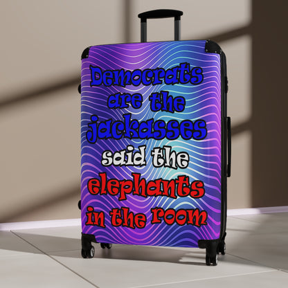 donkeys and elephants - Suitcase (purple wave)