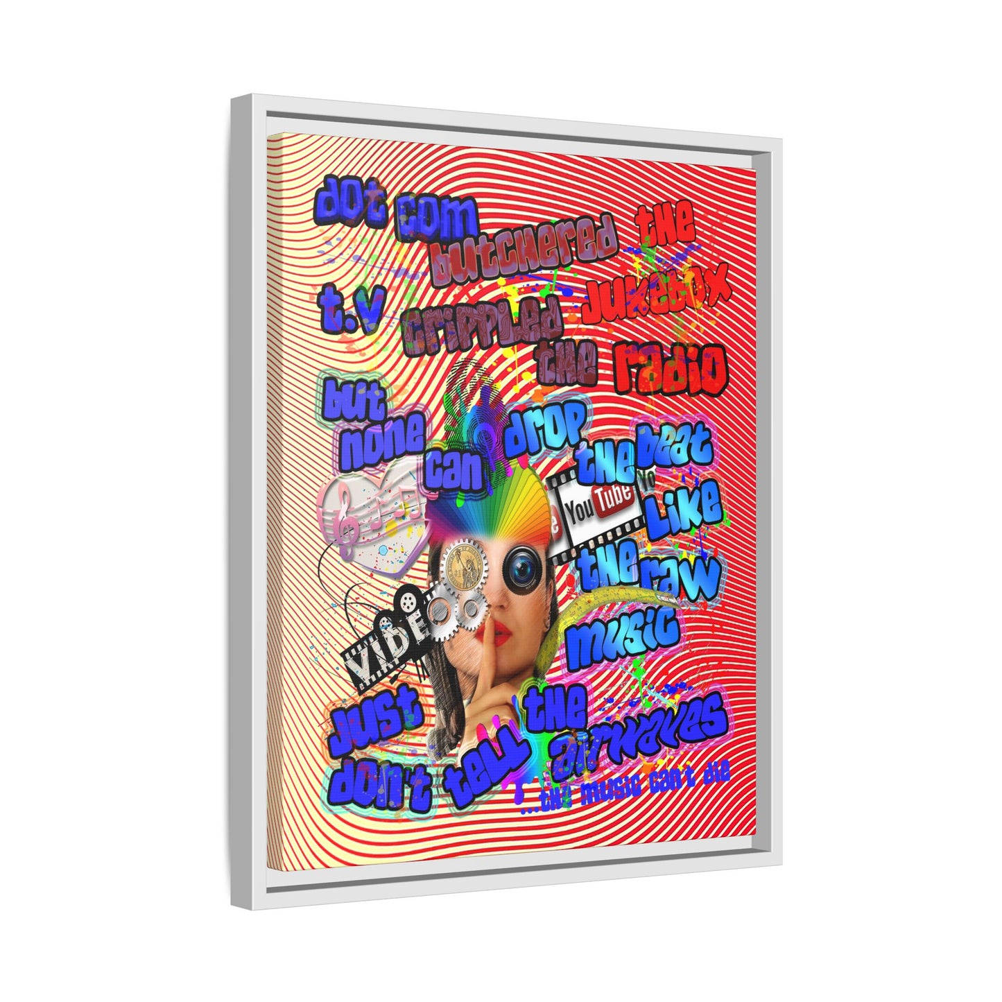 drop the beat - framed canvas art (yellow-orange wave)
