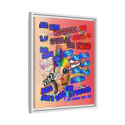 drop the beat - framed canvas art (yellow-orange wave)