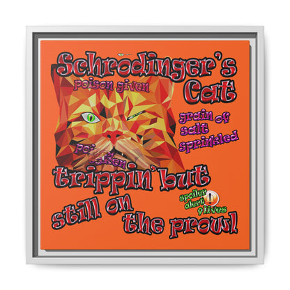 schrodinger's cat - framed canvas art (orange)