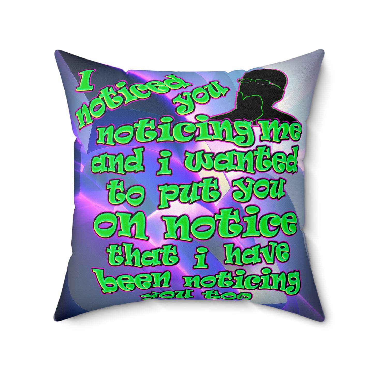 noticed you noticing - Spun Polyester Square Pillow - (grey-pink wave)