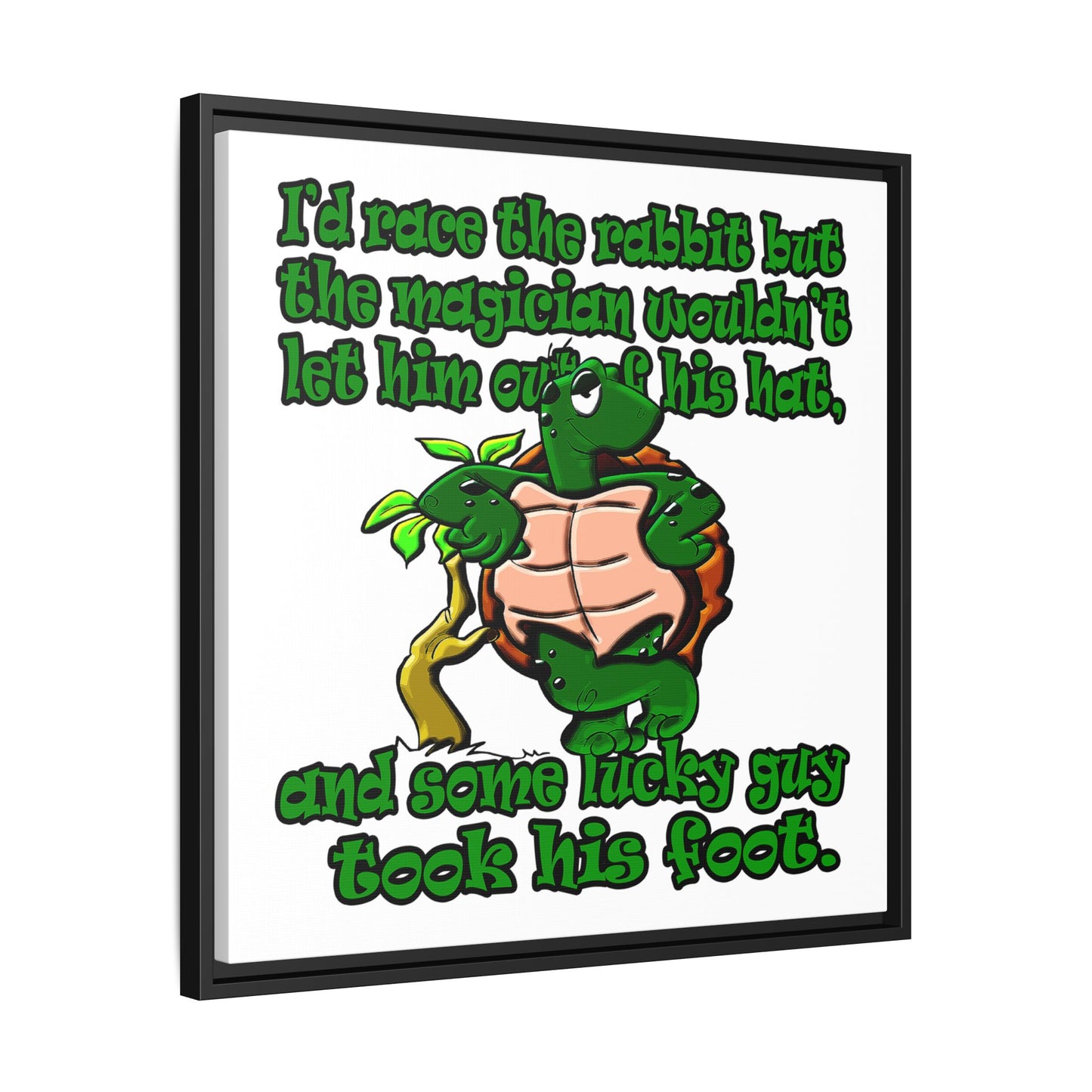 turtle race - framed canvas art (white)