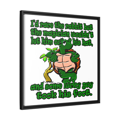 turtle race - framed canvas art (white)