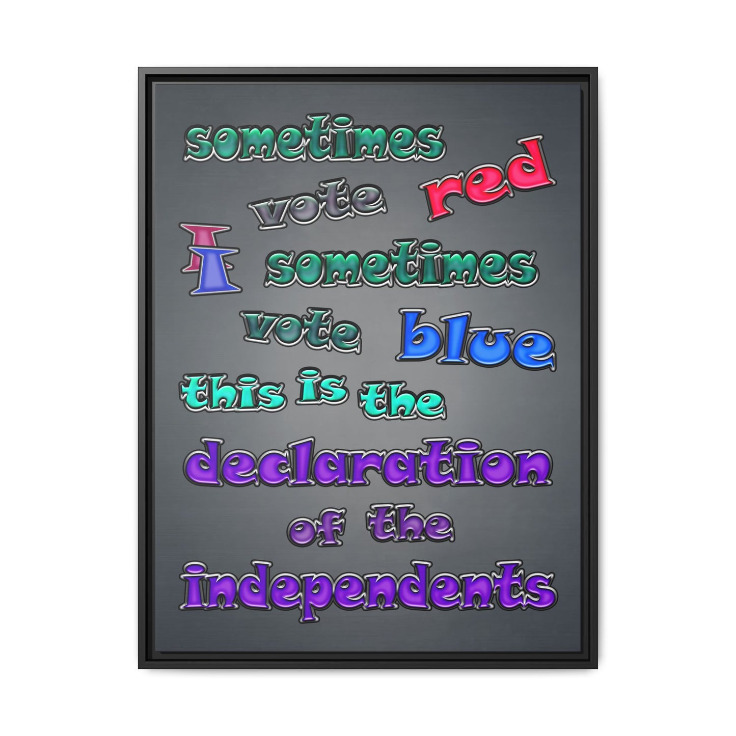declaration of the independents - framed canvas art (grey-light grey)