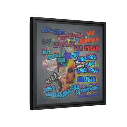 drop the beat - framed canvas art (grey-light grey)