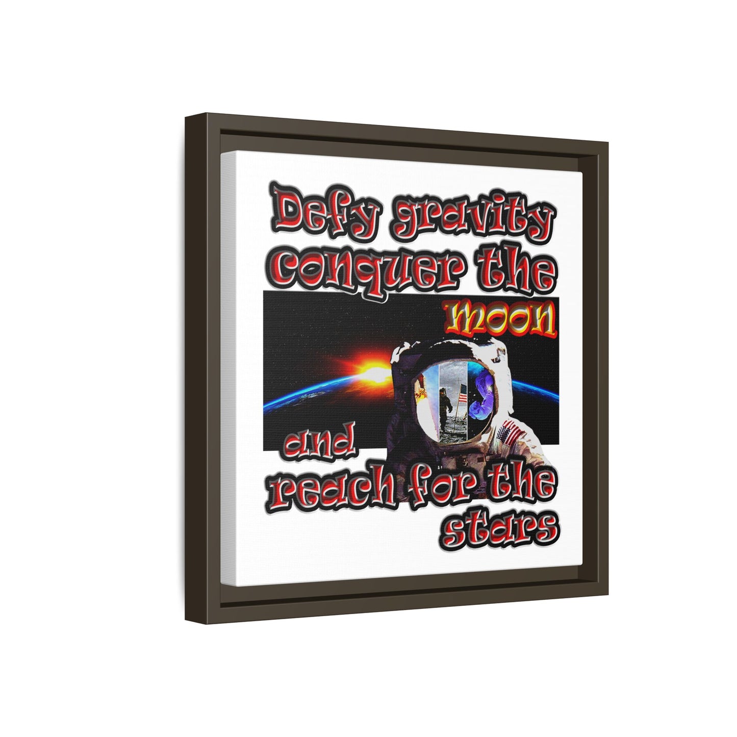 defy conquer reach - framed canvas art (white)