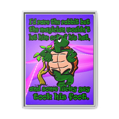 turtle race - framed canvas art (purple-pink wave)