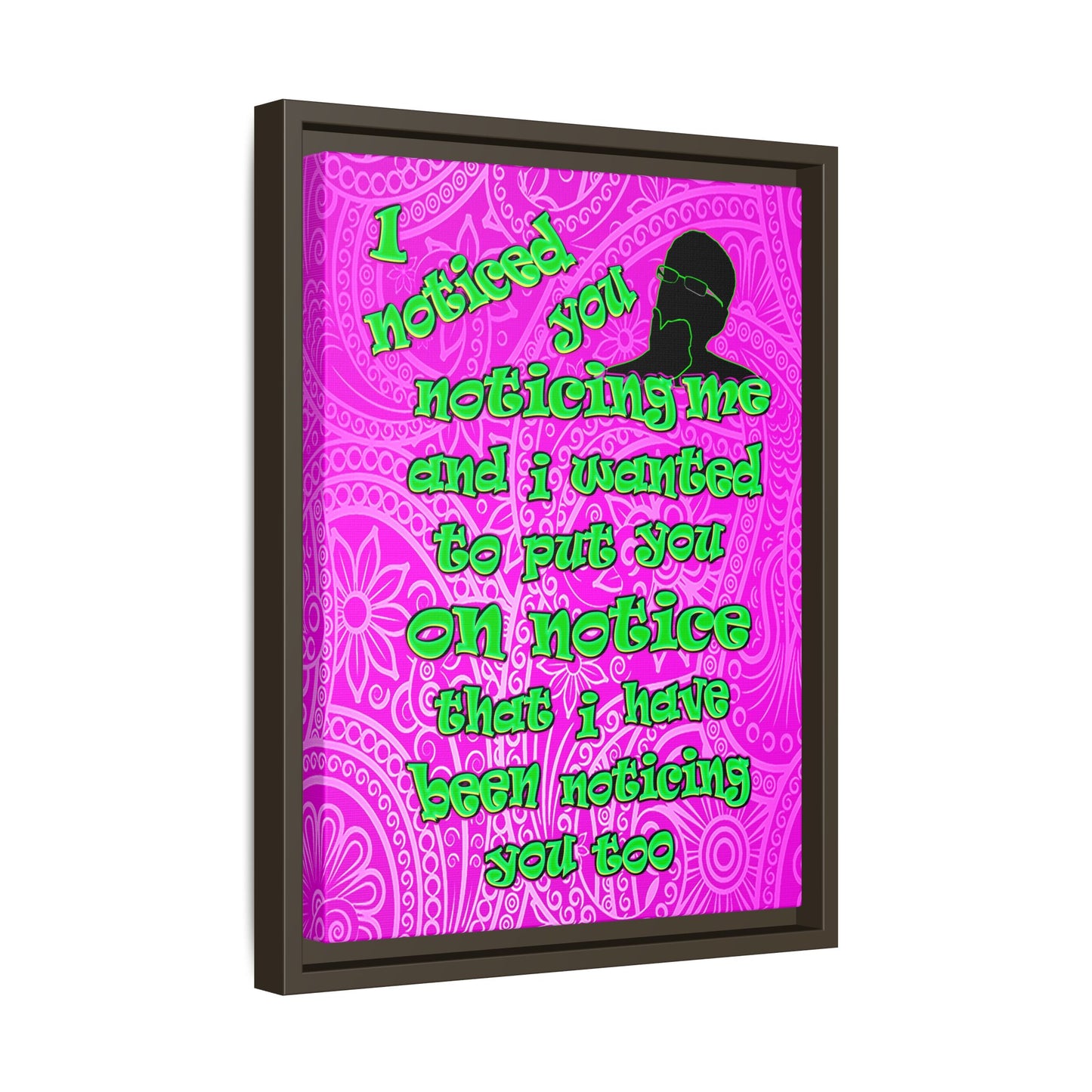 noticed you noticing - framed canvas art (pink swirl)