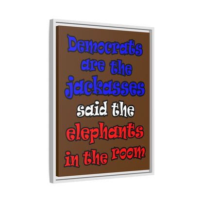 donkeys and elephants - framed canvas art (brown)