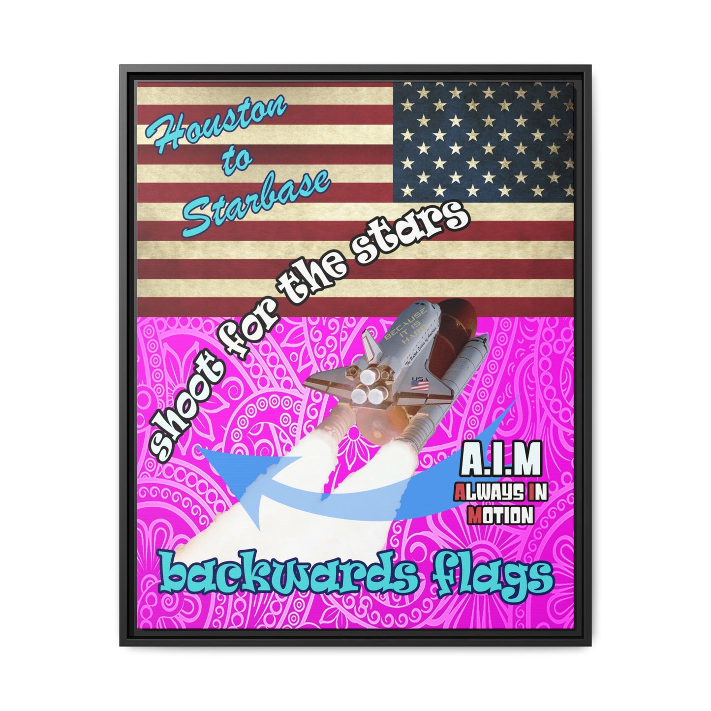 shoot for the stars - framed canvas art (pink swirl)