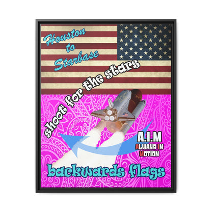 shoot for the stars - framed canvas art (pink swirl)