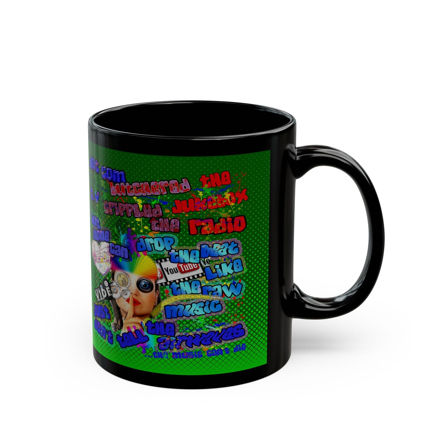 drop the beat - Black Mug (logo green)