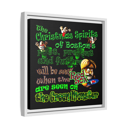 christmas spirits of boston - framed canvas art (black)