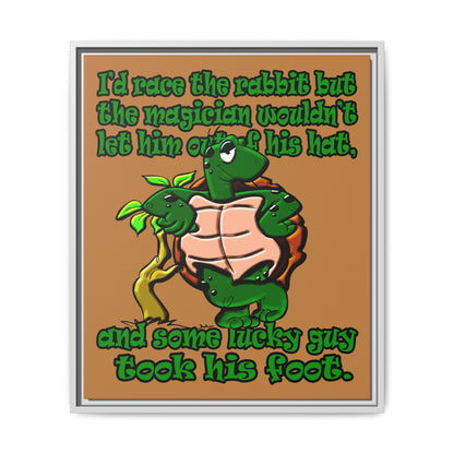 turtle race - framed canvas art (light brown)